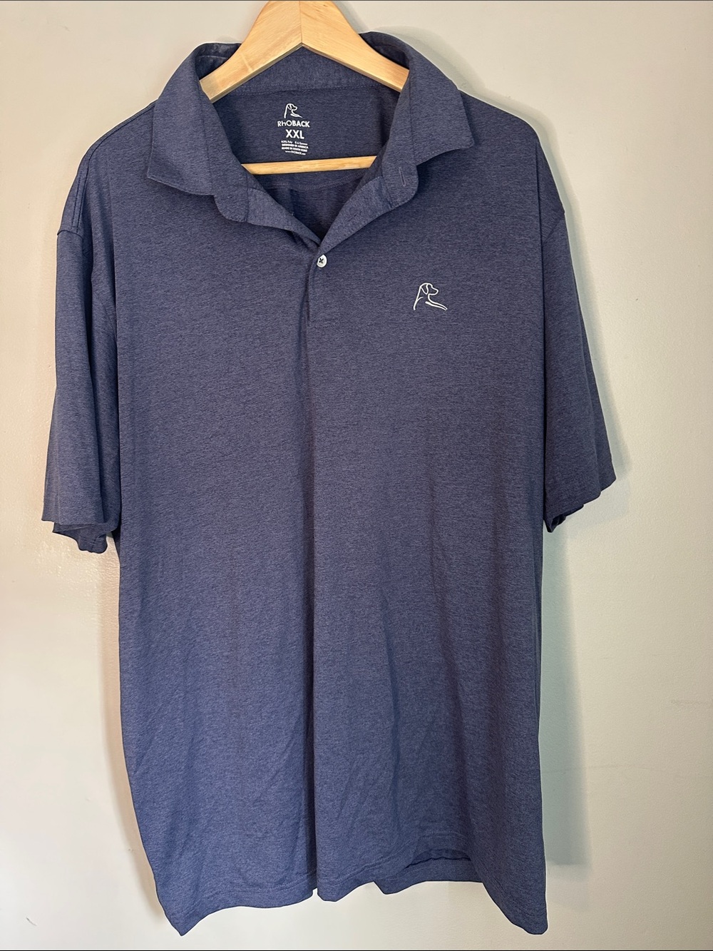 Rhoback Navy Men's Polo with Dog Logo, XXL